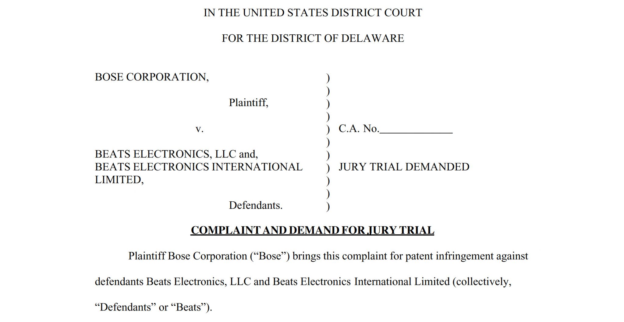 Bose Patent Lawsuit