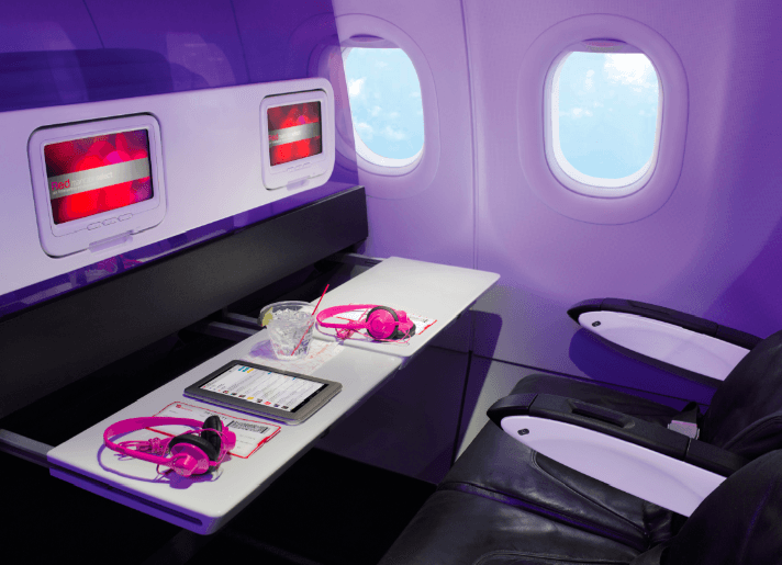 Interior of Virgin America cabin