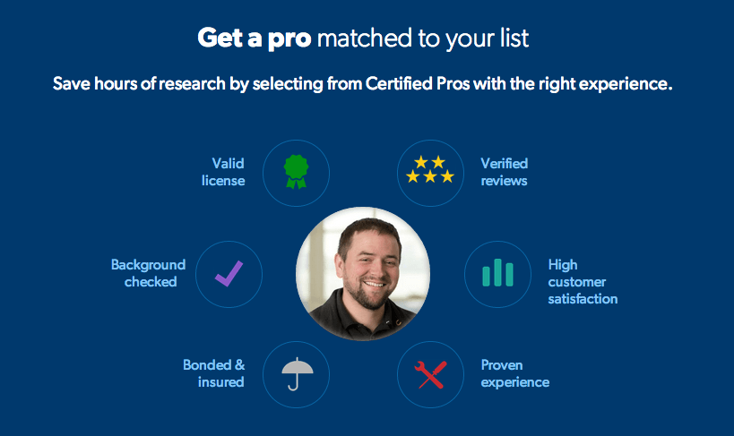 Pro.com matches users with professionals in their area that can help with their home improvement projects.