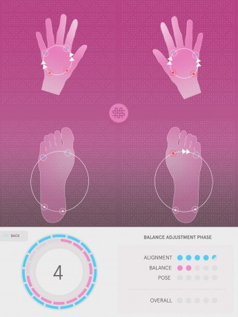 SmartMat provides users with real-time feedback on where to place their hands or feet to achieve the perfect yoga pose