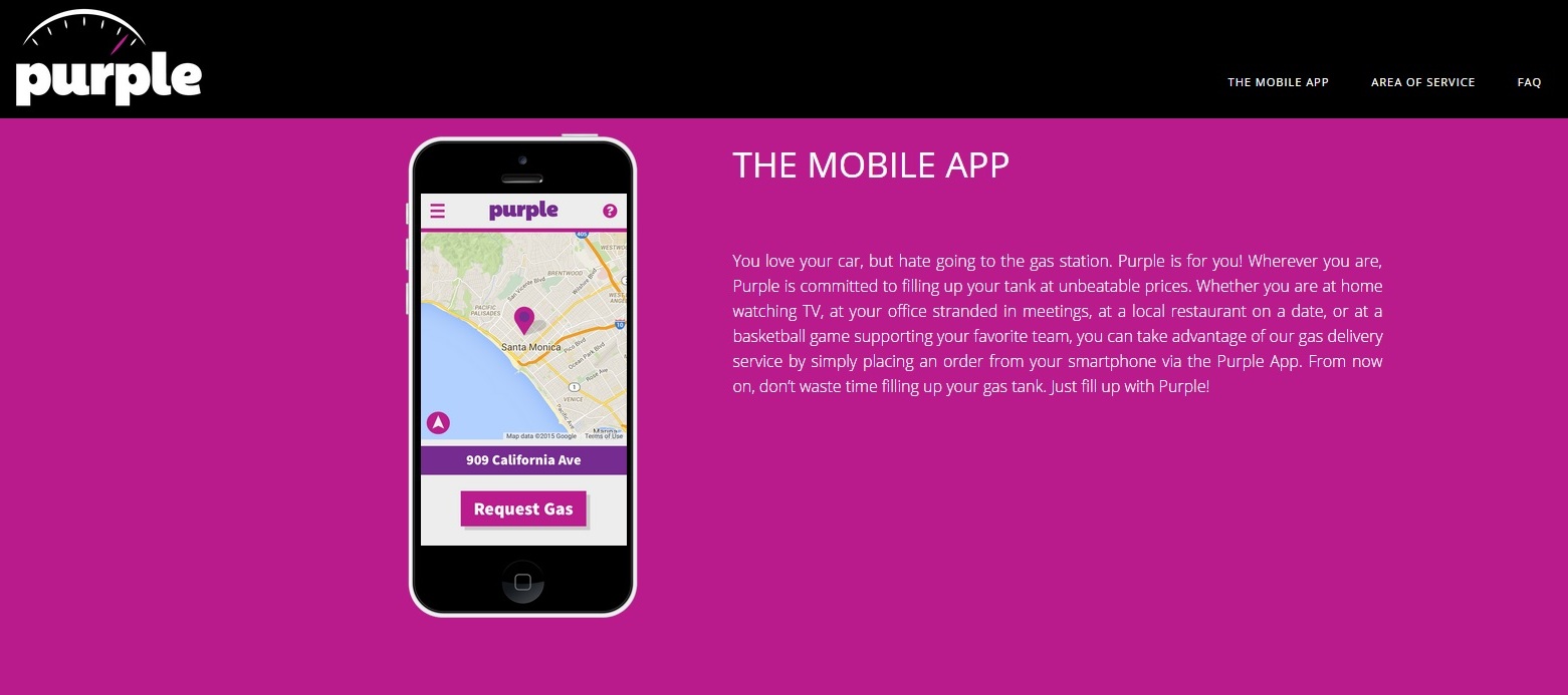 Purple On Demand Gas Delivery Startup
