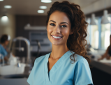 Smiling California dentist in professional attire looking directly into the camera