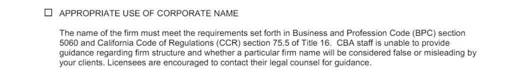 California Professional Accountancy Corporation Naming Requirements