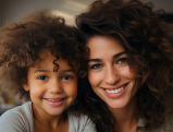 Smiling mother and child in kitchen, embodying the peace of mind from estate planning in California.