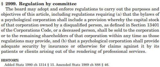 California professional psychological corporation bylaws