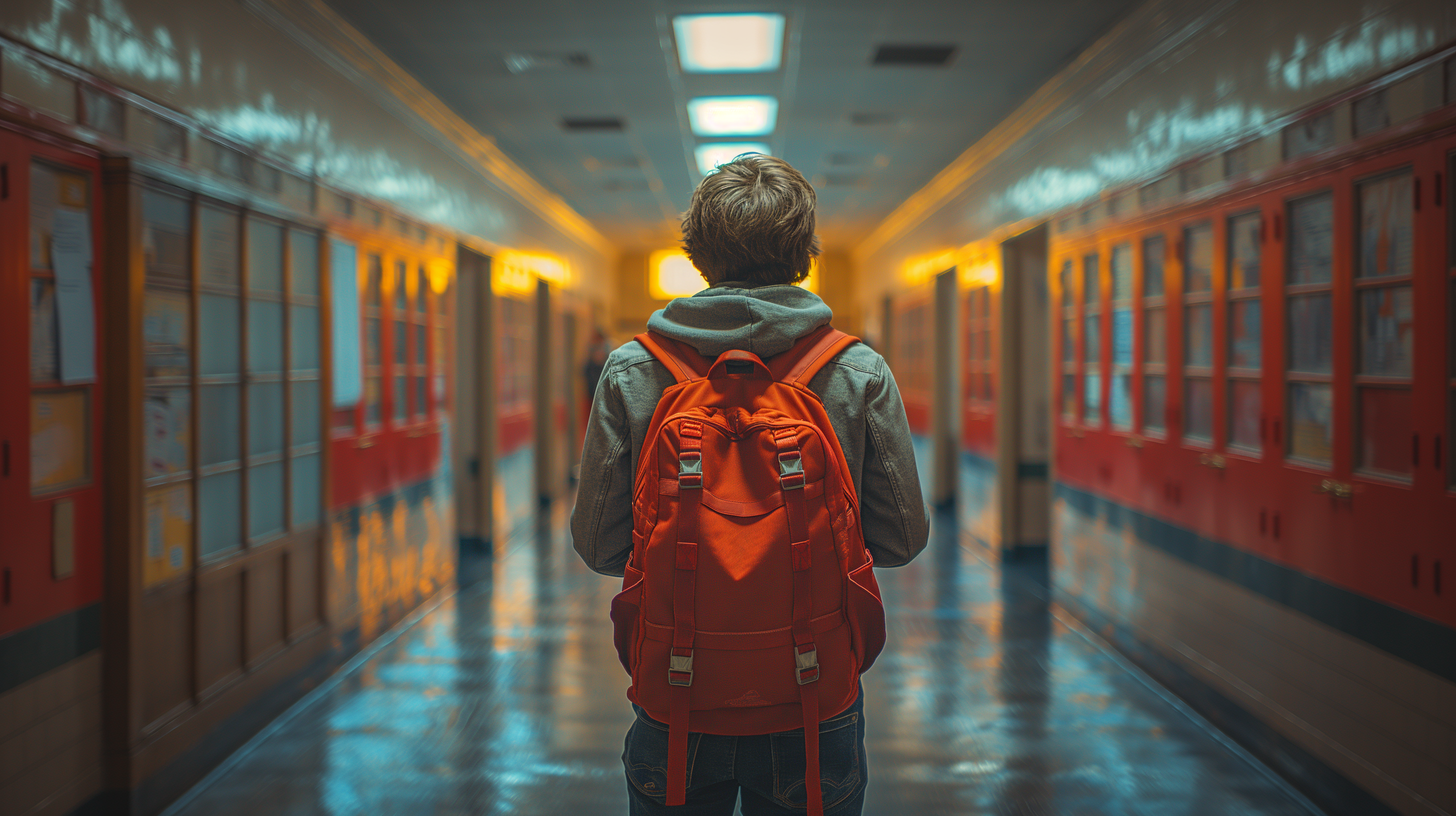 Student in School Hallway
