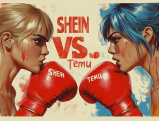 SHEIN vs Temu boxing match illustration