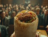 Chipotle burrito held up before crowd of investors in courtroom setting