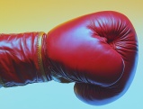 Red boxing glove against gradient background symbolizing Netflix boxing match controversy