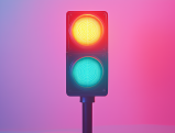 Traffic light showing red and green lights