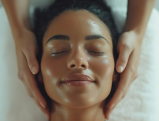 Overhead view of relaxed woman receiving massage