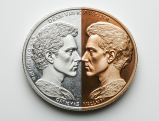 Silver coin depicting Musk and Shannon, symbolizing Musk's OpenAI lawsuit Title: Musk-OpenAI Legal Battle Coin