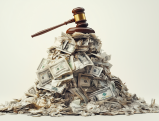 Gavel on top of a large pile of money, representing a high-value personal injury settlement